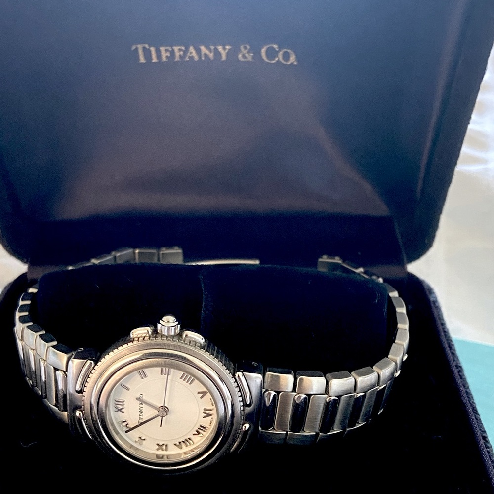 Vintage Tiffany stainless steel watch (mid-1990s) Like new with original box.